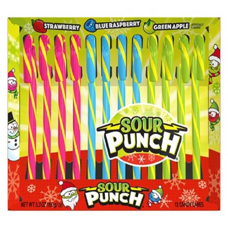 Sour Punch 6" assorted Candy Canes Christmas Candy